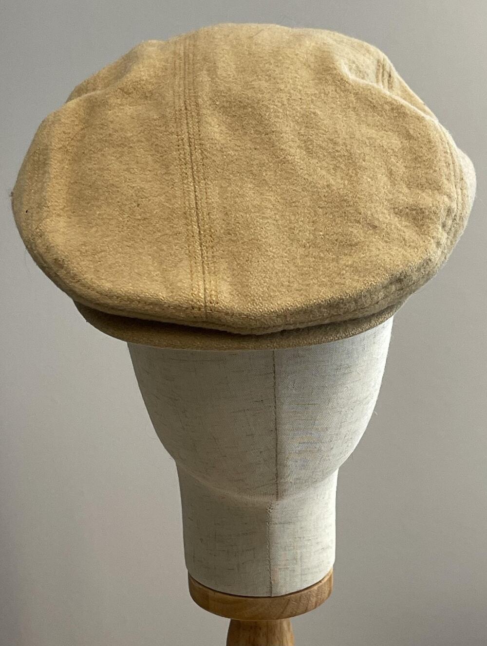 VTG Timberland Hat Cap Flat Beige Felt Lined Stretch Mens XL Casual Winter